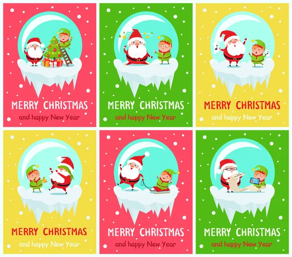 Feliz Navidad Personajes Vector Ilustración — Vector de stock