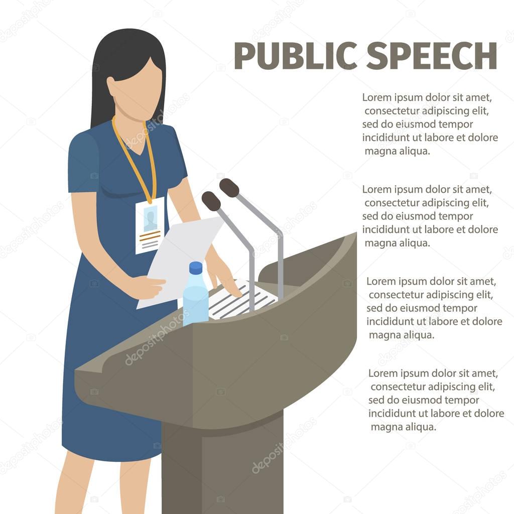 Public Speech From Grandstand with Microphones