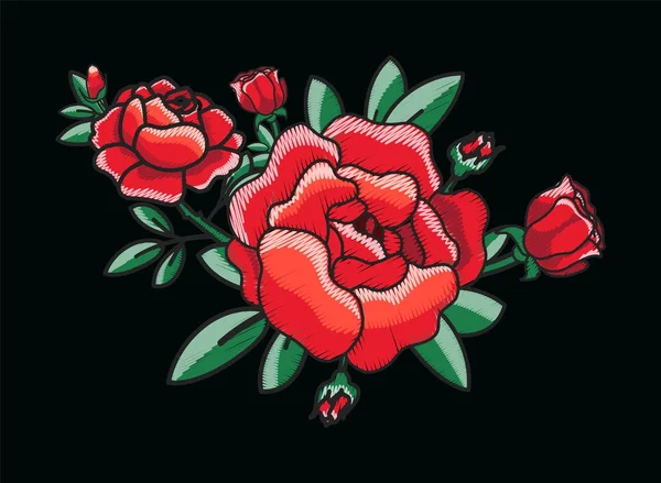 Rosas vermelhas estilizadas Bush na ilustração vetorial —  Vetores de Stock