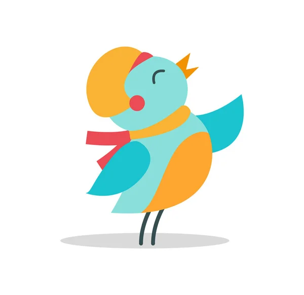 Vogel met muts en sjaal Vector Illustratie Icon — Stockvector