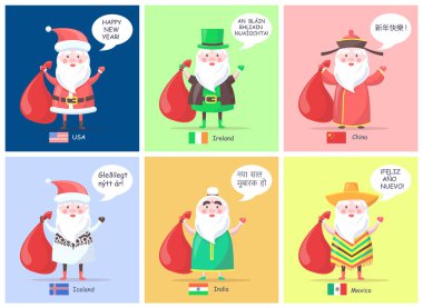 ABD ve İrlanda Santa yan tümceleri vektör çizim