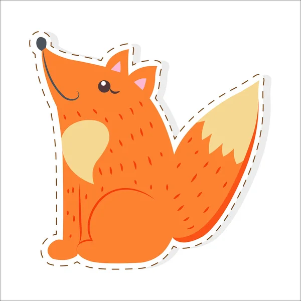 Sticker ou icône vectoriel plat de bande dessinée de renard mignon — Image vectorielle