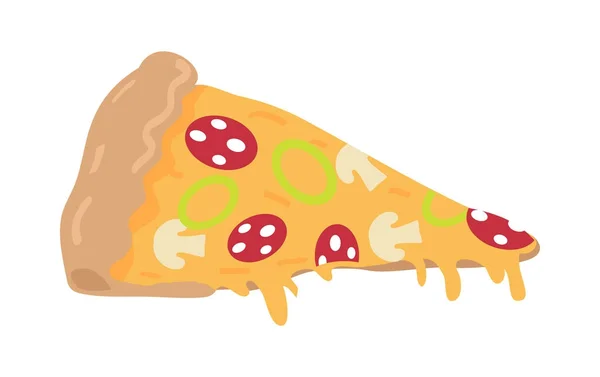 Rebanada de pizza aislada en blanco. Snack italiano — Vector de stock