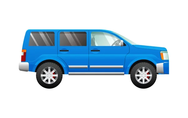 Auto Utility Sport blu in semplice stile cartone animato — Vettoriale Stock