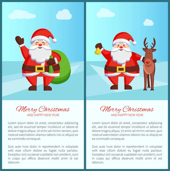 Feliz Natal Santa e Saco Vector Ilustração — Vetor de Stock