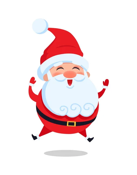 Happy Jumping Santa Claus Vector Isolated Icon — Stock Vector