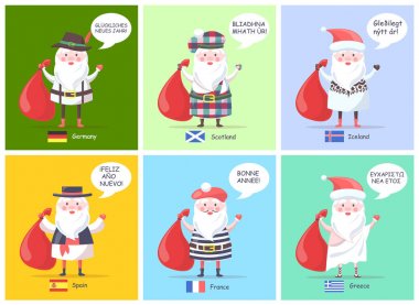 Almanya İspanya Santa yan tümceleri vektör çizim
