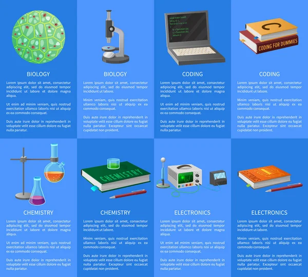 Skolämnen informativa webbsidor — Stock vektor