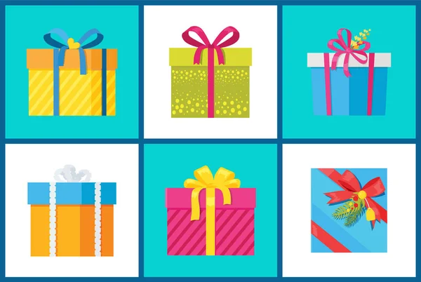 Navidad regalo conjunto de iconos Vector Ilustración — Vector de stock