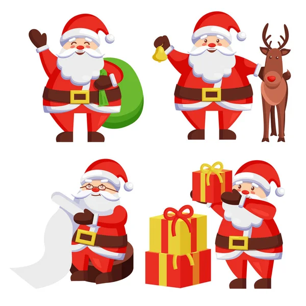 Święty Mikołaj z prezentami ikona ilustracja wektorowa — Wektor stockowy