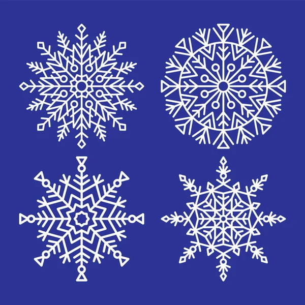 Colección Copos de nieve Primer plano Cristales de hielo únicos — Archivo Imágenes Vectoriales