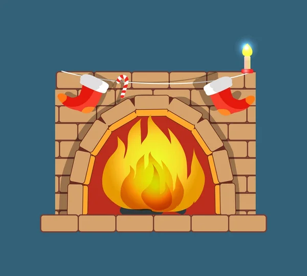 Navidad Chimenea Poster Vector Ilustración — Archivo Imágenes Vectoriales