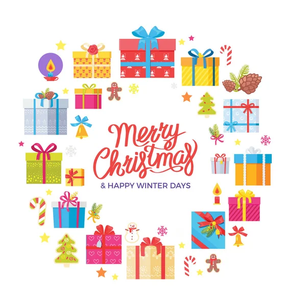Joyeux Noël Happy Winter Days Félicitations Frame — Image vectorielle