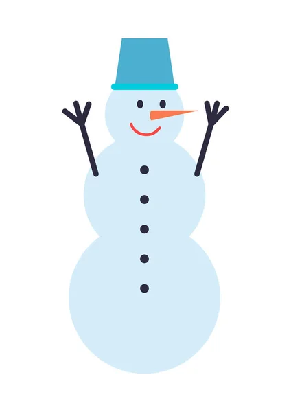 Boneco de neve personagem de inverno, ilustração vetorial — Vetor de Stock