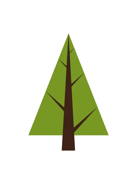 Árvore abstrata, Ícone de planta de abeto com tronco marrom — Vetor de Stock