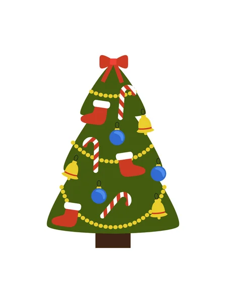 装飾ベクトルイラスト付きクリスマスツリー — ストックベクタ