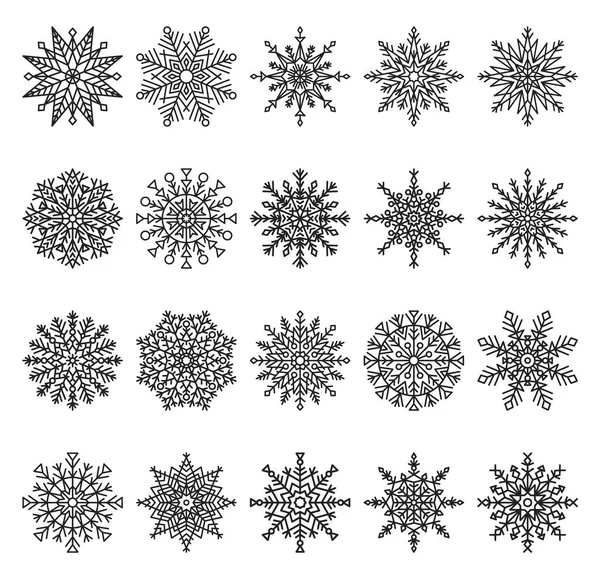 Ensemble de flocons de neige, Illustration vectorielle incolore — Image vectorielle