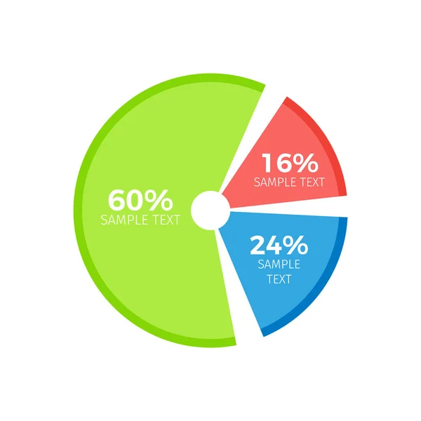 Dividir la torta infográfica en partes Muestra la relación porcentual — Vector de stock