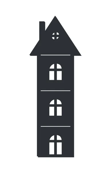 Multi Storey House Black Silhouette Isolated Icon — Stock Vector