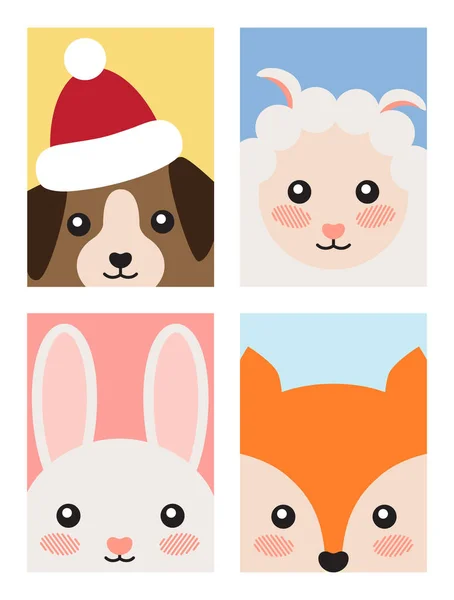 Ensemble de couvertures pour animaux Design Fox Lapin Chien Moutons — Image vectorielle