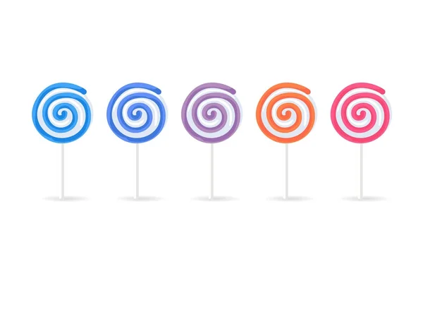 Ensemble de sucreries en spirale tourbillonnante isolé sur blanc — Image vectorielle