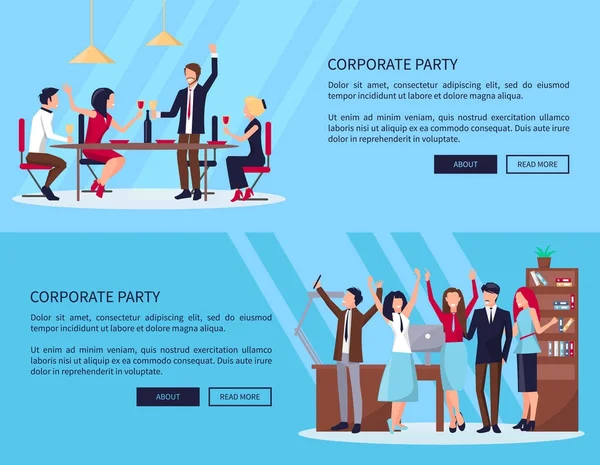 Situs Web Page of People Partying Vector Illustration - Stok Vektor