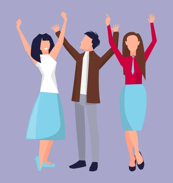 People Raising Their Hands on Vector Illustration — Stock Vector