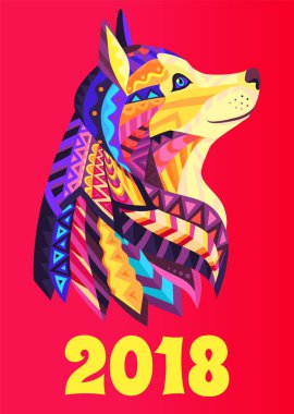 Köpek sembol broşür ile yeni yıl Poster 2018