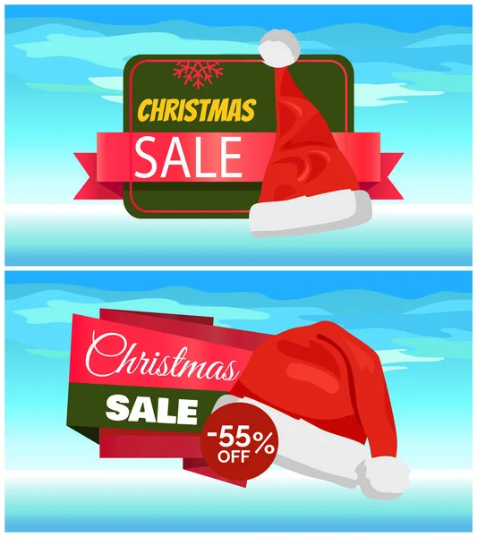 Calidad Premium Precio a mitad de precio Christmas Sale Posters — Vector de stock