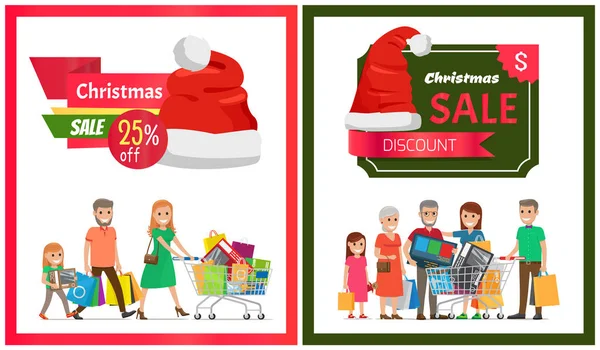 Paar van Kerstmis verkoop kaarten vectorillustratie — Stockvector