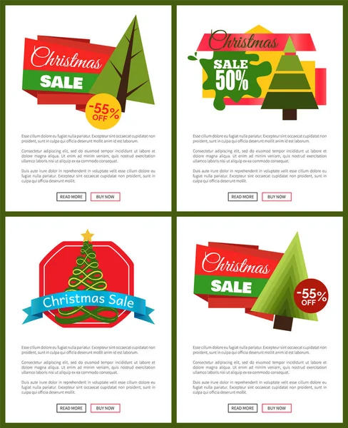 Set of Christmas Sale Hot Price 50 Off Posters — Stock Vector