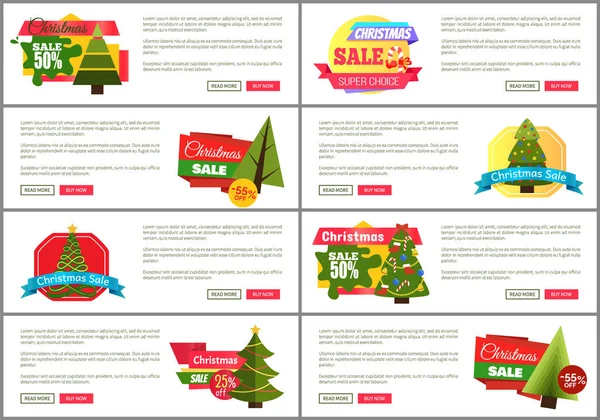 Conjunto de tarjetas de mitad de costo de venta de Navidad Super Choice — Vector de stock