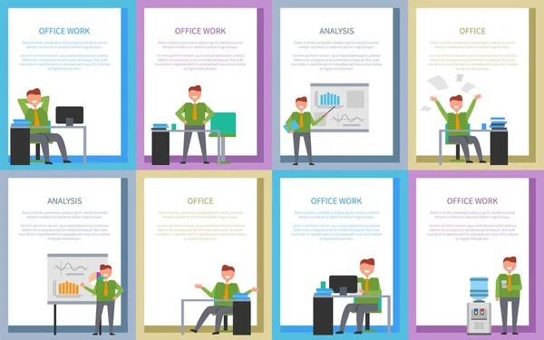 Office Work and Analysis on Vector Illustration — Stock Vector