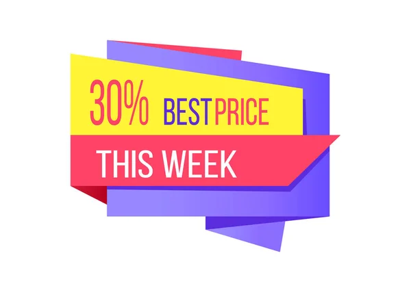 30 por ciento mejor precio esta semana tarjeta de promoción — Vector de stock