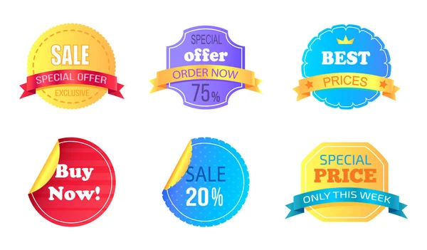 Set of Special Sale Stickers Vector Illustration — Stock Vector