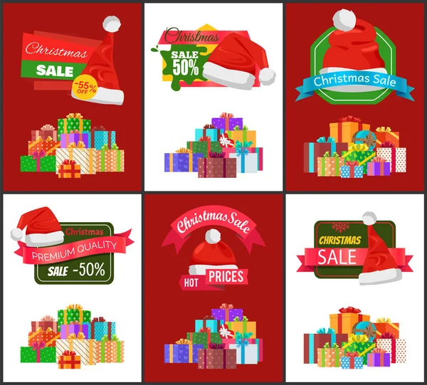 Venta de Navidad Anuncio Banner con regalos — Vector de stock