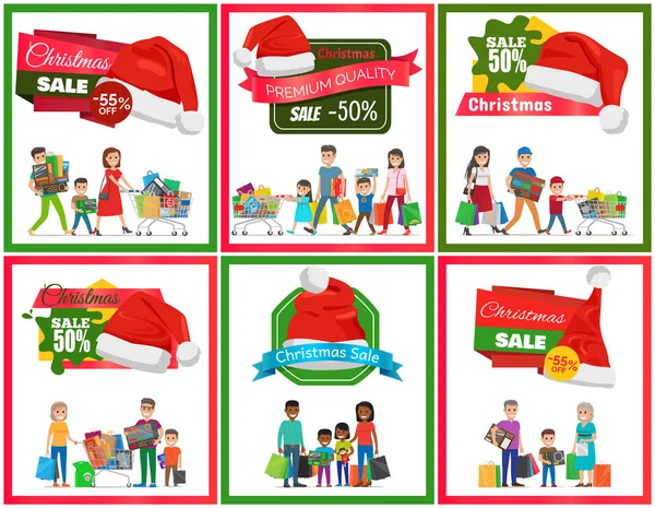 Set of Christmas Sale Premium Quality Banners — Stock Vector