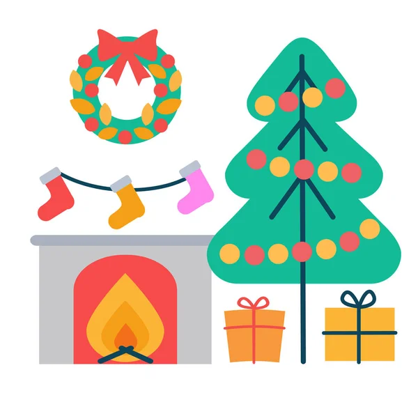 Decoração de Natal Ícones Vector Ilustração — Vetor de Stock