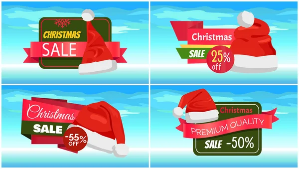 Calidad Premium Precio a mitad de precio Christmas Sale Posters — Vector de stock