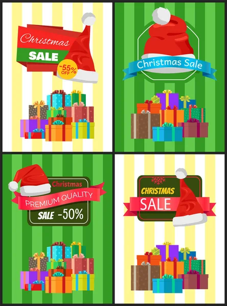 Quatre bannières publicitaires de vente de Noël de qualité supérieure — Image vectorielle