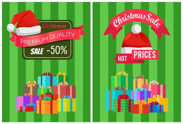 गर्म कीमतें क्रिसमस बिक्री प्रीमियम गुणवत्ता पोस्टर — स्टॉक वेक्टर
