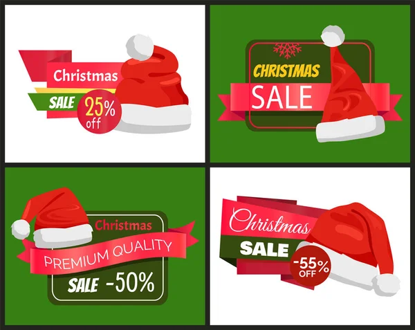 Carteles navideños Set Vector Ilustración — Vector de stock