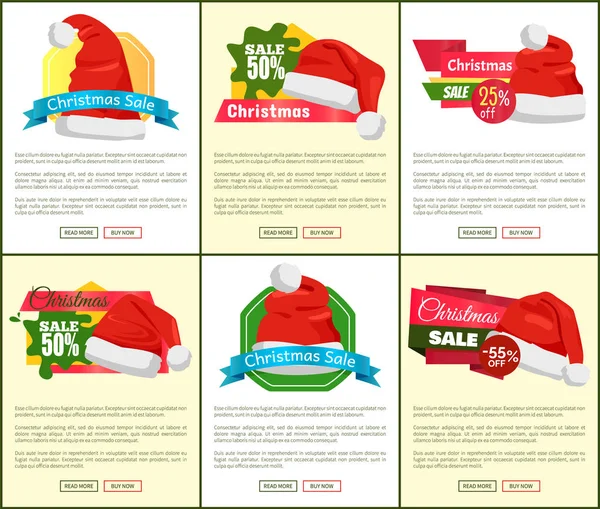 Verzameling van Kerstmis verkoop advertenties vectorillustratie — Stockvector