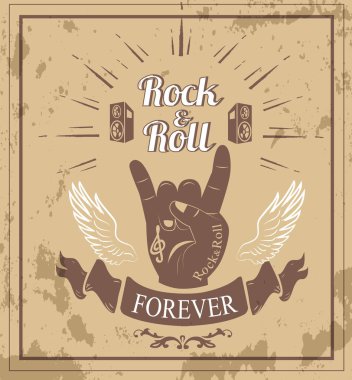 Rock n roll sonsuza dek şerit vektör çizim