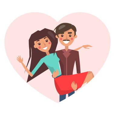 Kadın el vektör çizim içinde tutan adam