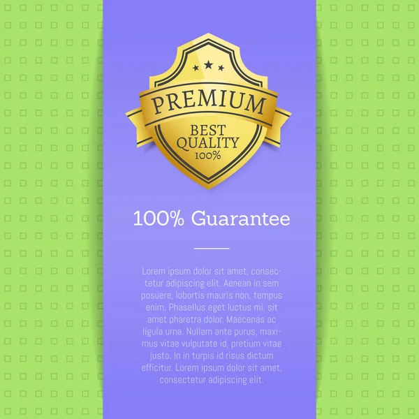 Calidad Premium Mejor etiqueta de oro 100 Garantía — Vector de stock