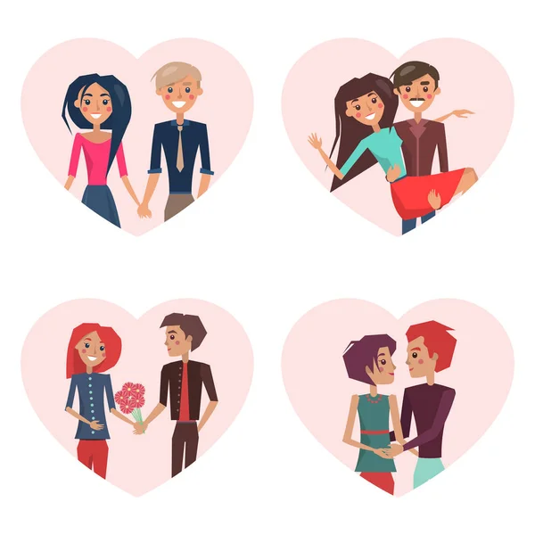 Parejas enamoradas en marcos Vector Illustration — Archivo Imágenes Vectoriales