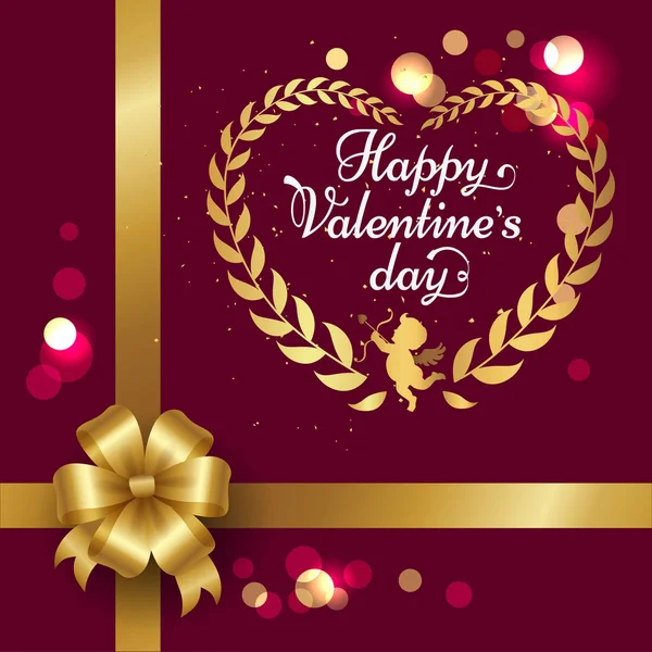 Happy Valentines Day Poster with Heart Vector — Stock Vector