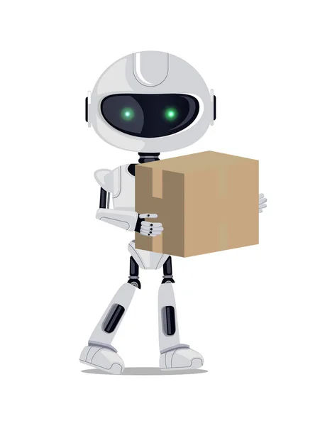 Roboter mit Paketvektorabbildung — Stockvektor