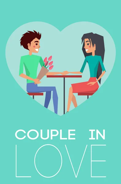 Ζευγάρι στην αγάπη καρδιά αφίσα διανυσματικά εικονογράφηση — Διανυσματικό Αρχείο